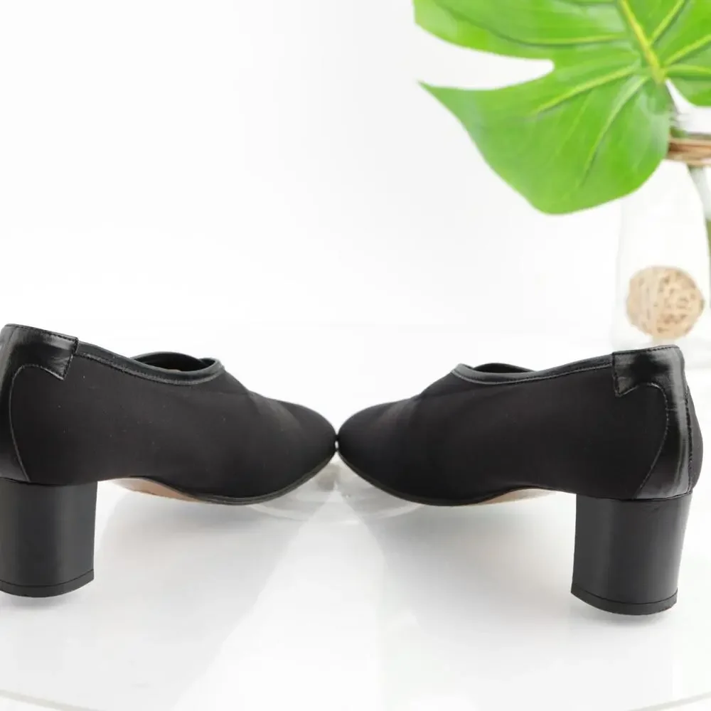 Taryn Rose Womens Pump Size 36 6 Black Satin Block Heel Comfy Dress Shoes Italy